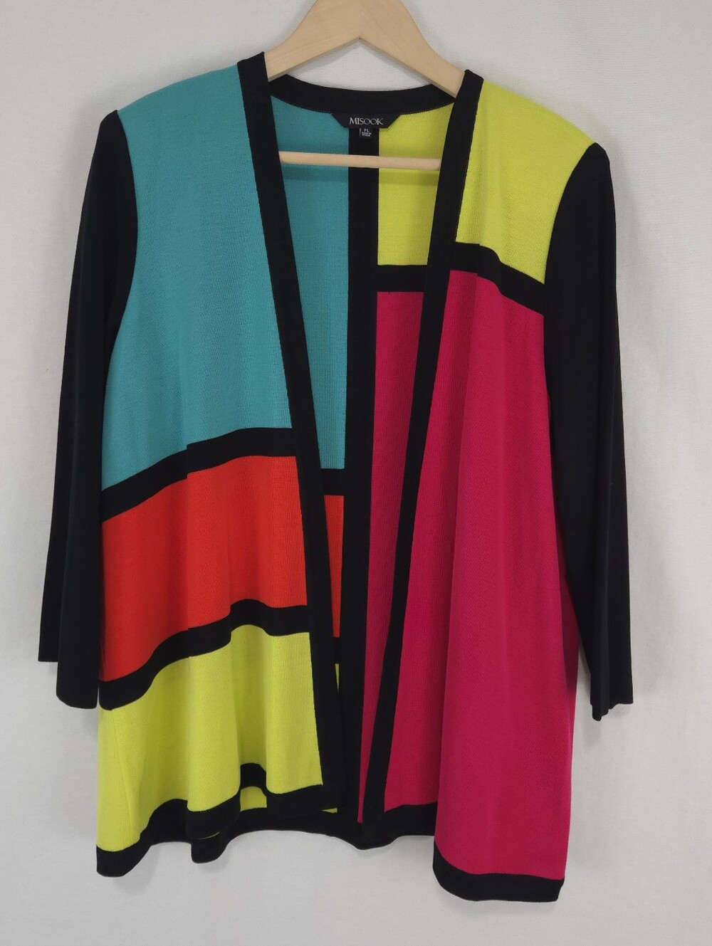 Misook Women's Colorblock Open Front Cardigan